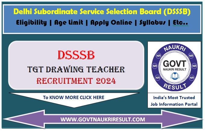  DSSSB TGT, Drawing Teacher Online Form 2024  