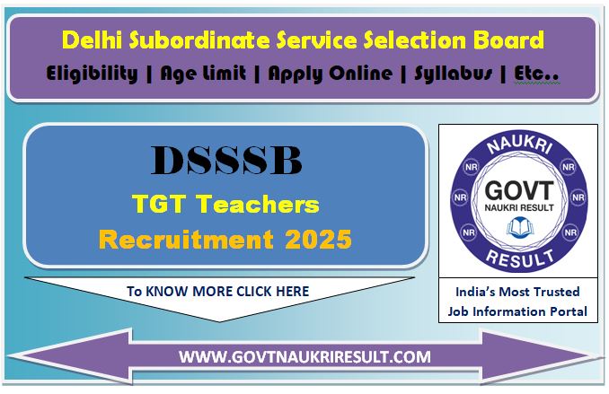  DSSSB PGT Teacher Online Form 2024 