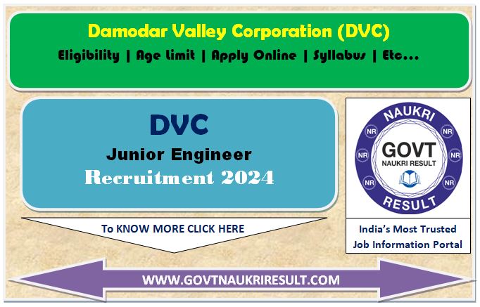  Damodar Valley Corporation DVC Junior Engineer Online Form 2024  