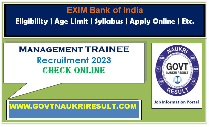  Exim Bank Management Trainee Online Form 2023  