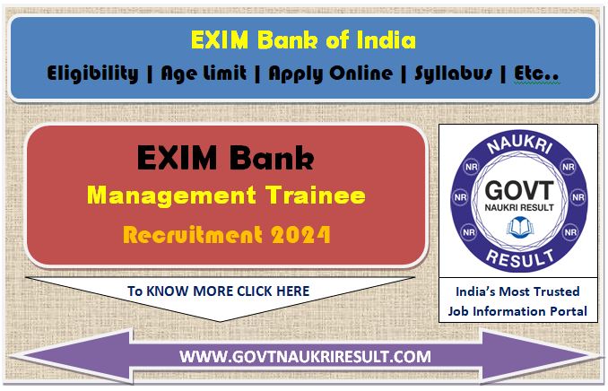  Exim Bank Management Trainee Online Form 2024 