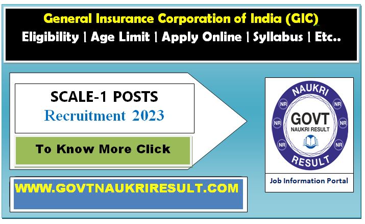  General Insurance GIC Scale I Online Form 2023  
