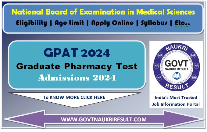  Graduate Pharmacy Aptitude Test GPAT 2024 Online Form 2024 