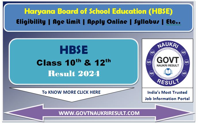  HBSE 10th & 12 Results 2024 