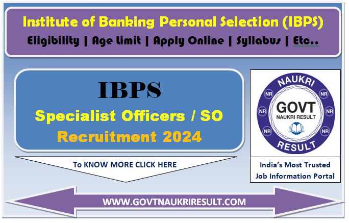  IBPS Specialist Officer SO 14th Online Form 2024  