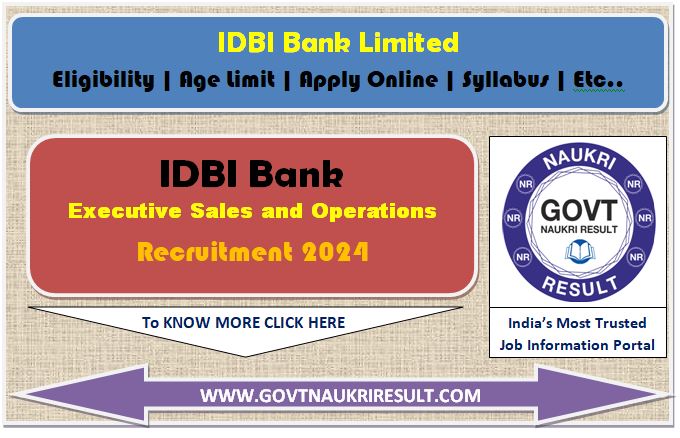  IDBI Bank Executive ESO Online Form 2024 