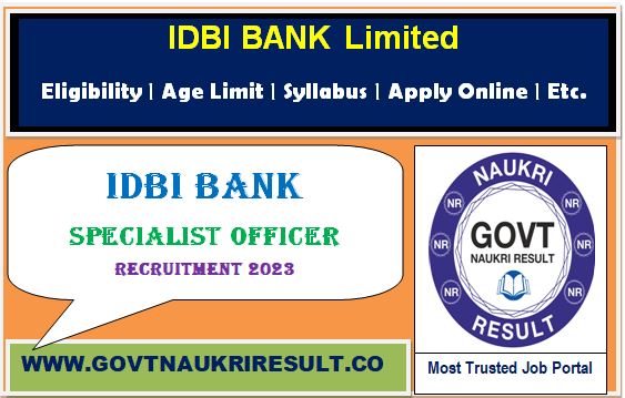  IDBI Bank SO Online Form 2023 
