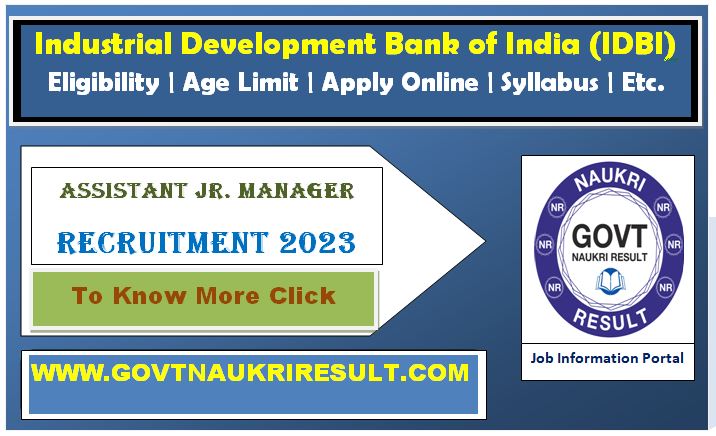  IDBI Bank Junior Assistant Manager Online Form 2023  