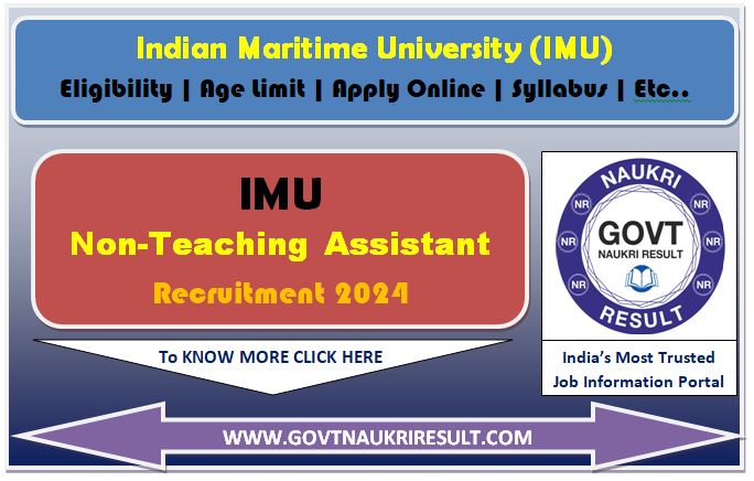  Indian Maritime University IMU Assistant Online Form 2024  