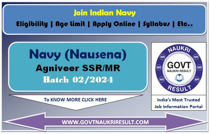  Indian Navy SSR / MR 02/2024 Admit Card  