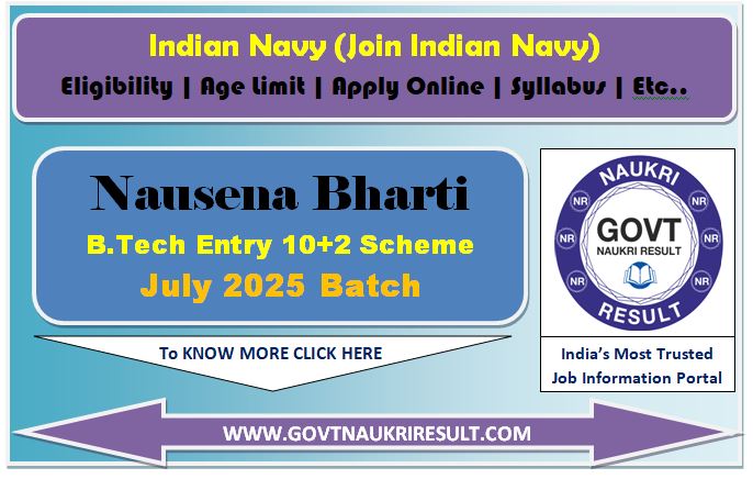  Navy 10+2 B.Tech Entry July 2025 Online Form  