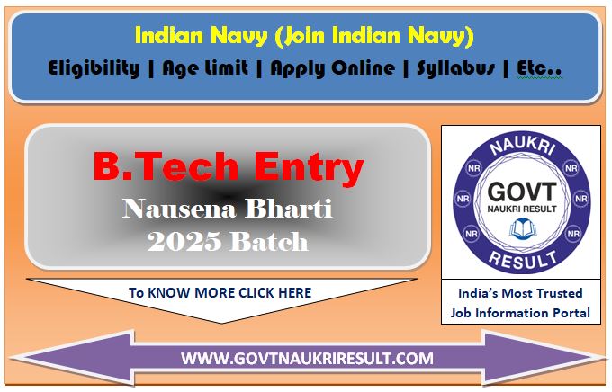  Indian Navy 10+2 B.Tech Entry Online Form 2025 