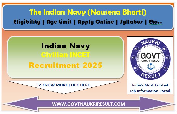  Indian Navy Civilian INCET Online Form 2025 