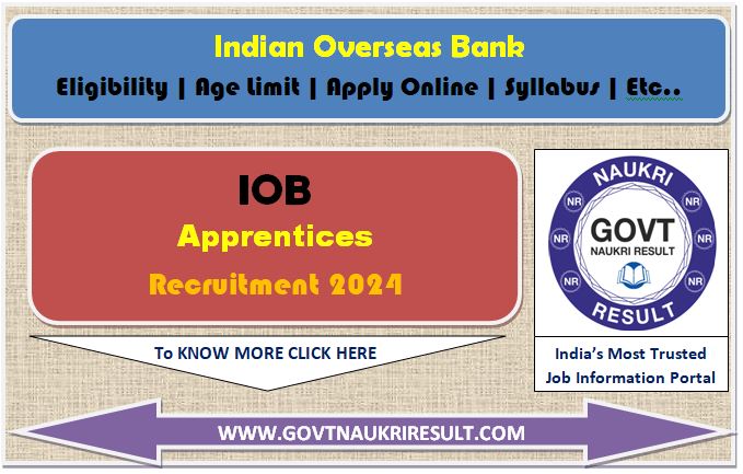  Indian Overseas Bank Apprentice Online Form 2024 