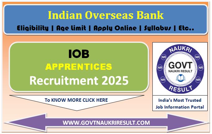  Indian Overseas Bank IOB Apprentices Online Form 2025 
