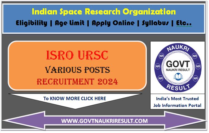  ISRO URSC Various Post Result 2024  