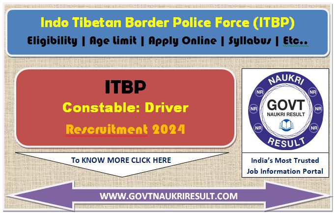  ITBP Constable Driver Online Form 2024 