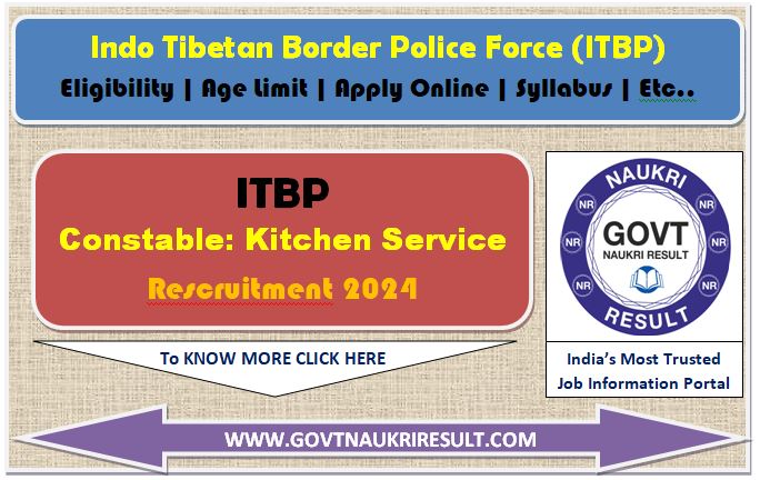  ITBP Constable Kitchen Services Online Form 2024  