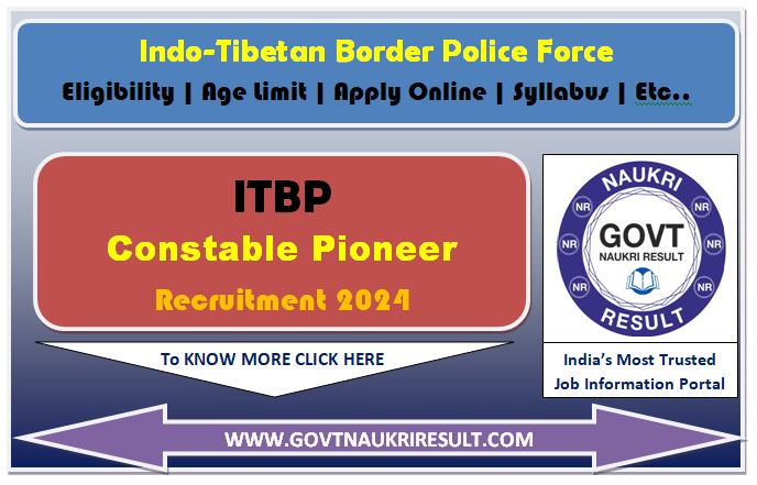  ITBP Constable Pioneer Online Form 2024  