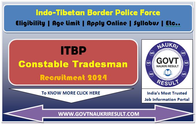  ITBP Constable Tradesman Online Form 2024  