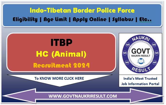  ITBP HC and Constable Animal Transport Online Form 2024  