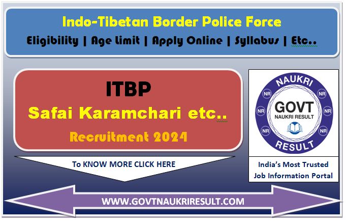  ITBP Safai Karamchari and Other Post Online Form 2024  