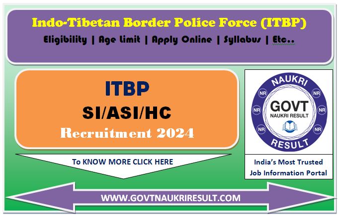  ITBP SI Staff Nurse and ASI Pharmacist HC Midwife Online Form 2024  