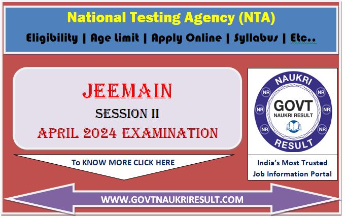  NTA JEEMAIN Session II April 2024 Online Form 