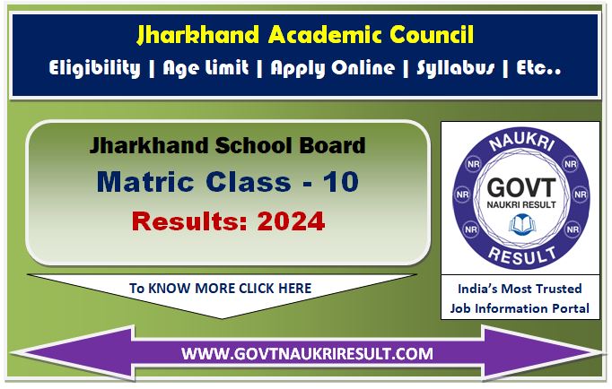  Jharkhand Board JAC Class 10th Matric Result 2024 