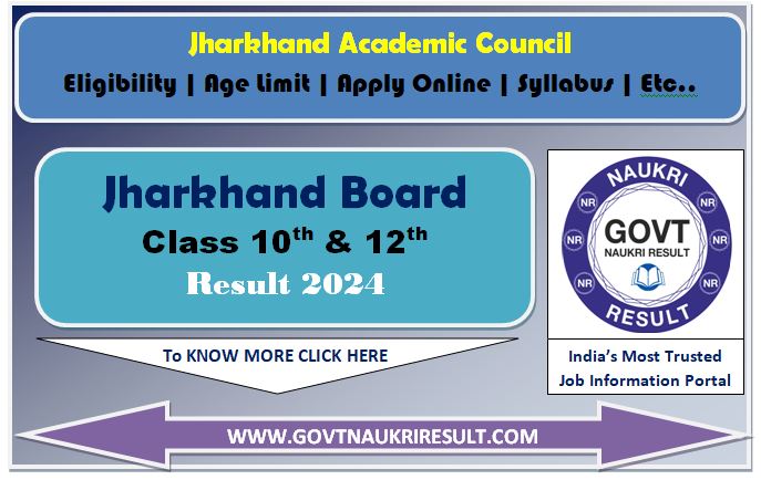  Jharkhand Board Class 12th Inter Result 2024  