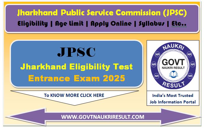  JPSC Jharkhand Eligibility Test JET Online Form 2025 