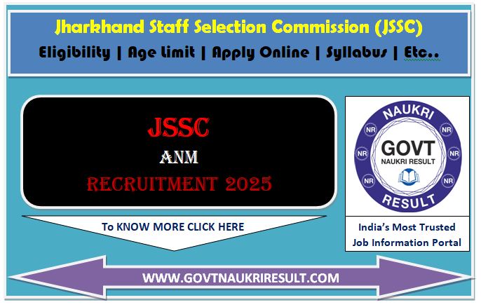  Jharkhand SSC JSSC ANM JANMCE Online Form 2025 