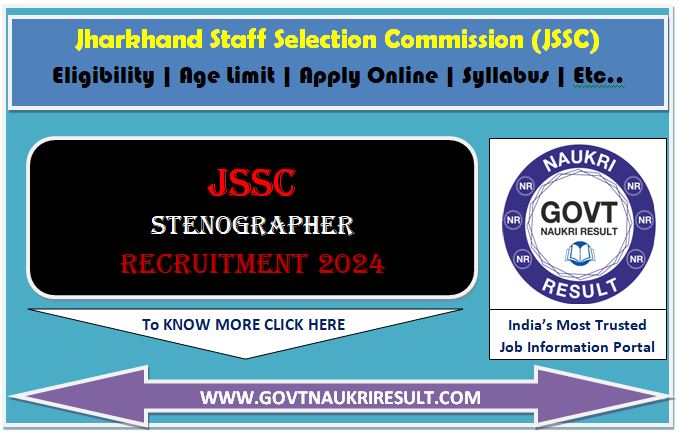  Jharkhand Sachivalaya JSSC Stenographer Online Form 2024  