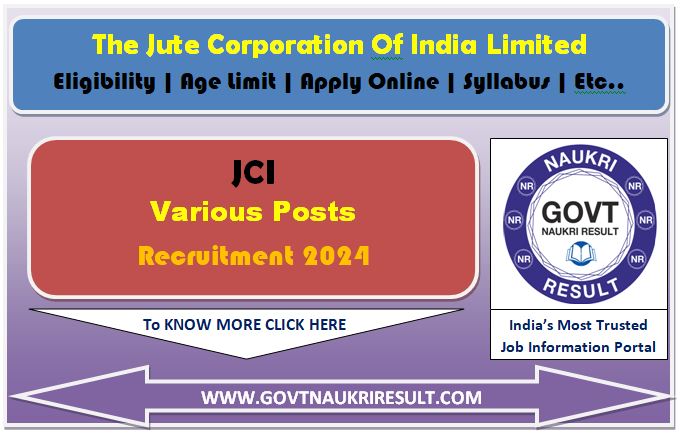  Jute Corporation JCI Various Post Online Form 2024  