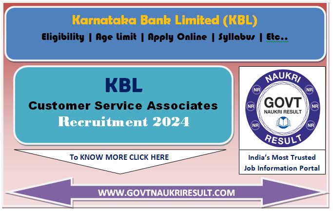  Karnataka Bank Customer Service Associates Online Form 2024 