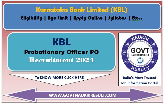  Karnataka Bank PO Scale I Online Form 2024 