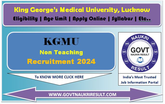  KGMU Non Teaching Various Post Online Form 2024 