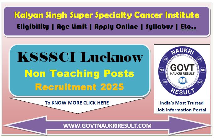  Kalyan Singh KSSSCI Non Teaching Online Form 2025 