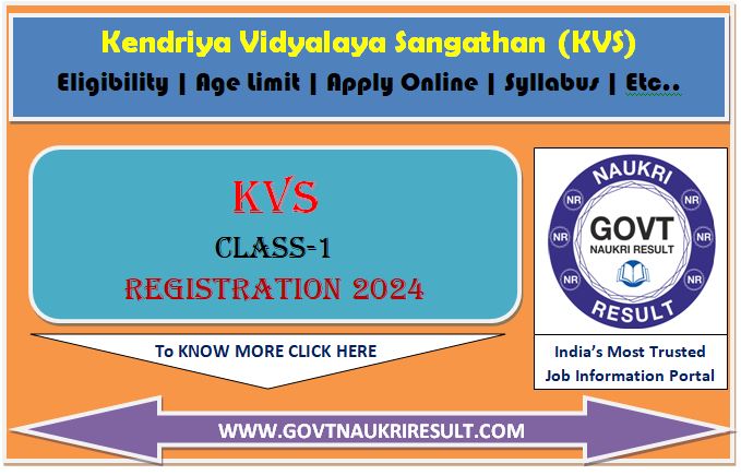  KVS Class 1 Admission Online Form 2024  