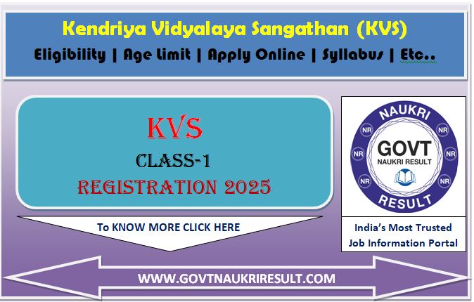  KVS Class 1 Admissions Online Form 2025 