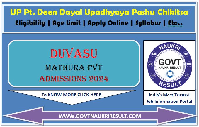  Mathura PVT Admissions Online Form 2024 