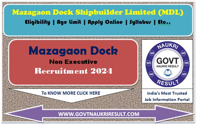  Mazagon Dock Non Executive Online Form 2024 