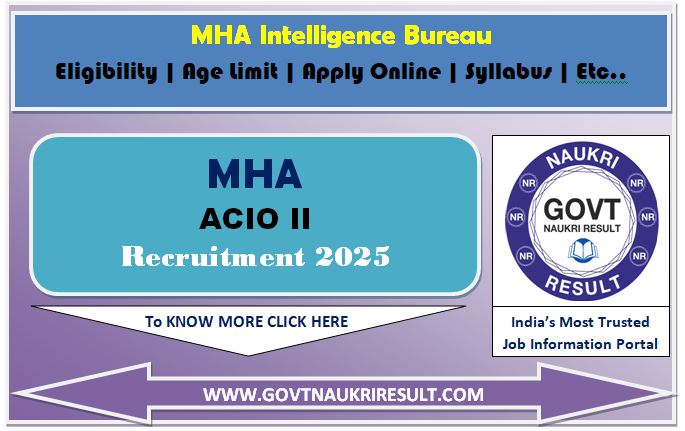  MHA Intelligence Bureau IB ACIO Online Form 2025 