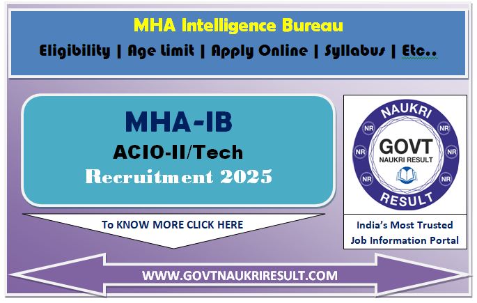  MHA IB ACIO II / Tech Online Form 2025 for 258 Post 