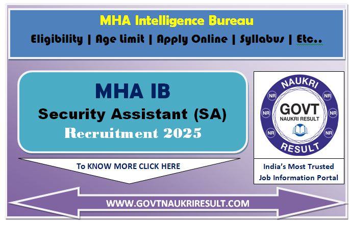  MHA IB Security Assistant / Executive Online Form 2025 