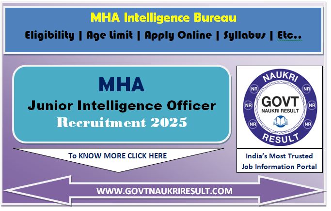  MHA IB Junior Intelligence Officer JIO Online Form 2025 for 394 Post 
