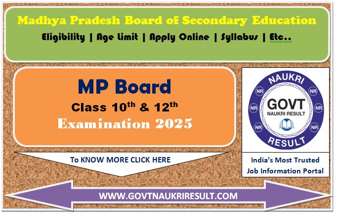  MP Board Class 10th, 12th Time Table 2025  