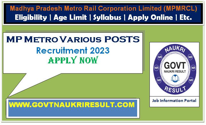  MP Metro Various Post Online Form 2023 