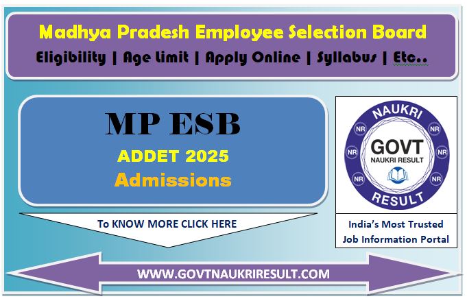  MPESB ADDET 2025 Online Form 
