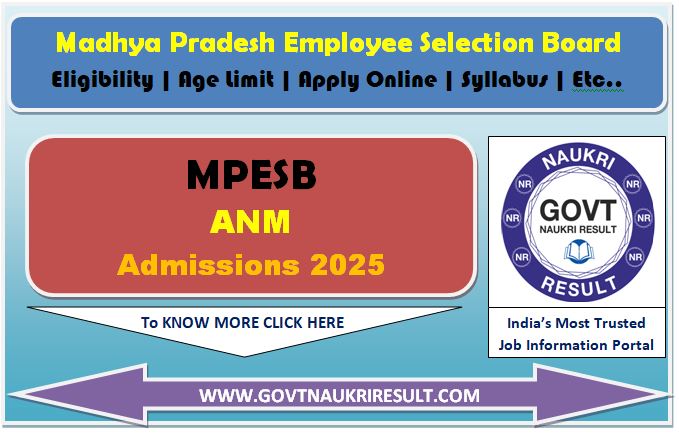  MPESB ANM Selection Test ANMTST Online Form 2025 